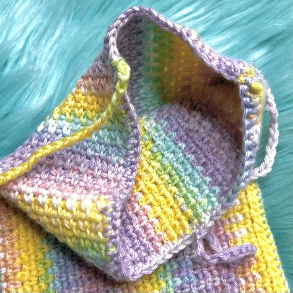 Handmade Pastel Book Pouch Sleeve Soft Texture Crochet PinkRainCloud